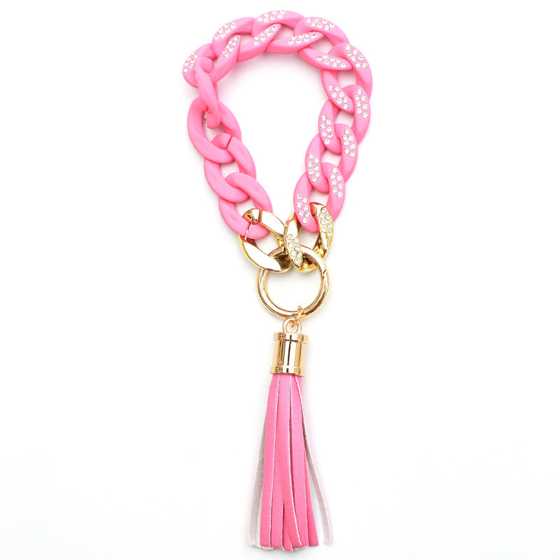 Llavero de muñeca con cadena de borlas de PU al por mayor